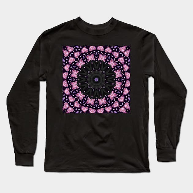 Crystal Hearts and Flowers Valentines Kaleidoscope pattern (Seamless) 17 Long Sleeve T-Shirt by Swabcraft